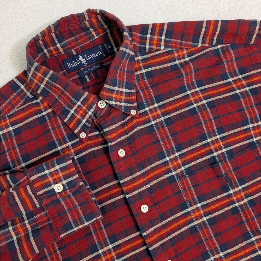 Polo Ralph Lauren Pony The Big Shirt Plaid Check Long Sleeve Button Up Men's M